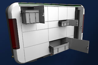 Die Schliessfächer sind mit RAKO-Boxen und Planrollen kompatibel.