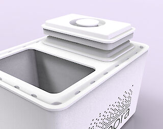 Vapora © Detail: Wasserrinne und stapelbare Deckel.